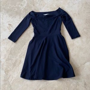 Susana Monaco navy off the shoulder dress